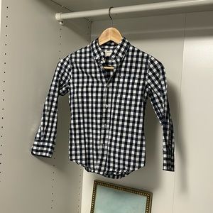 Factory J Crew Crew Cuts Button Down Long Sleeve- Navy Gingham boys 6-7
